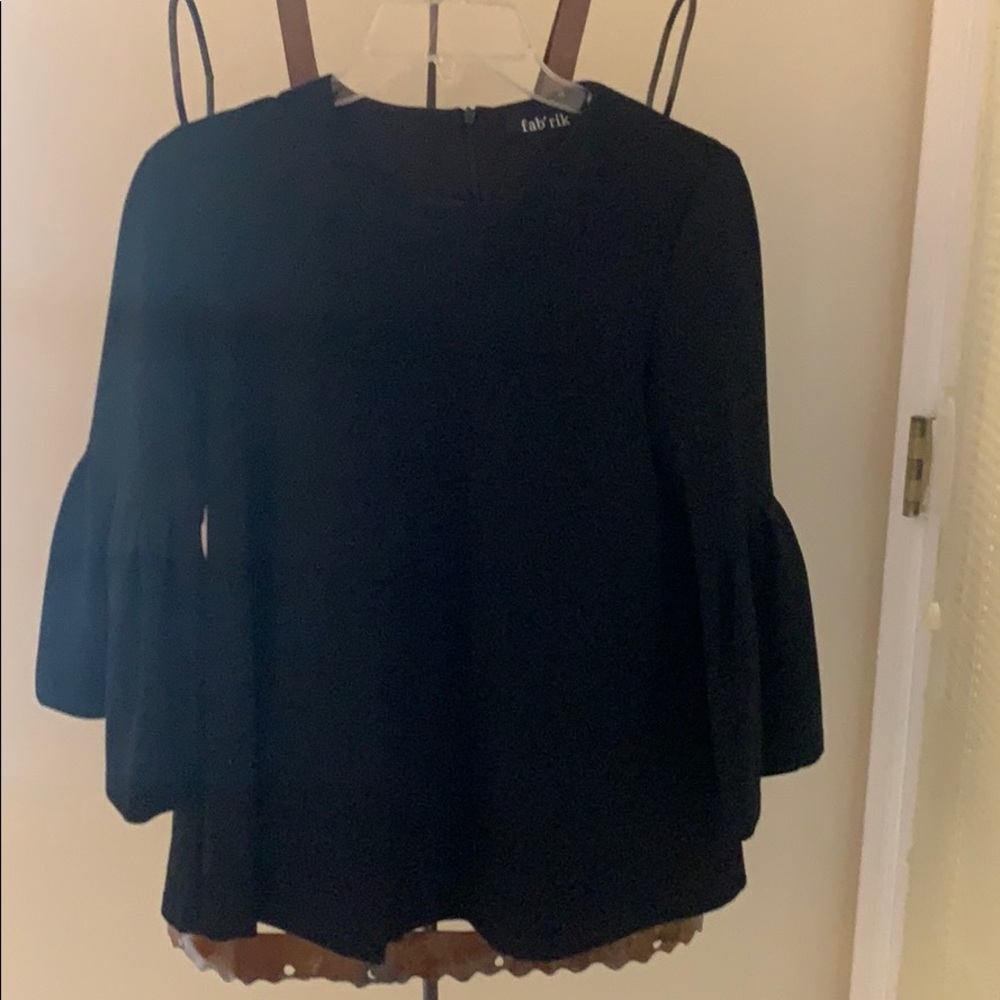 Black Ruffle Bell Sleeve Top